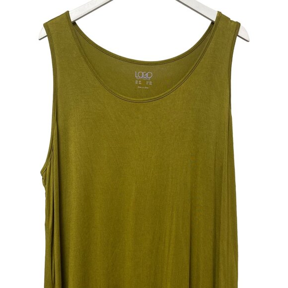 LOGO by Lori Goldstein Womens Top Tunic Tank Plus Size 2X Green Stretch Rayon - Picture 2 of 8